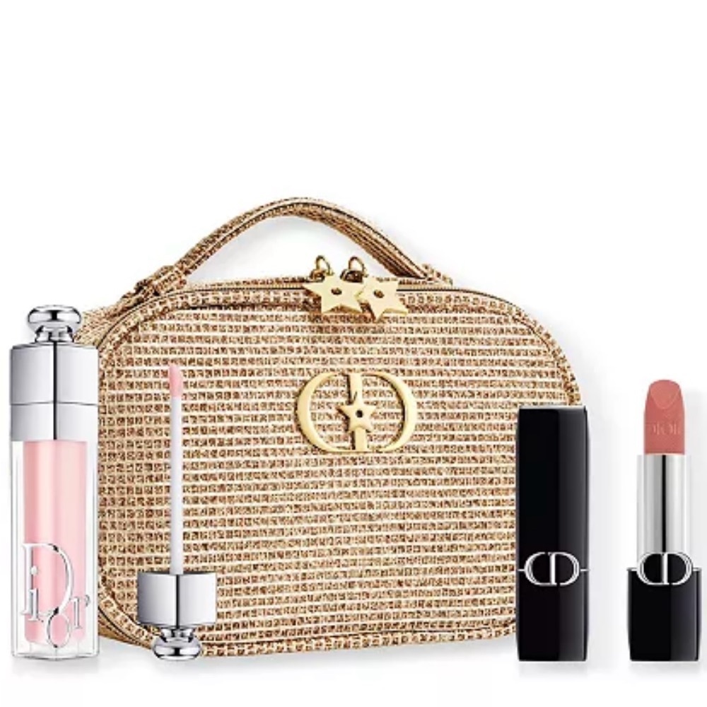 NEW Dior holiday essential lip maximizer and lipstick miniature set with pouch